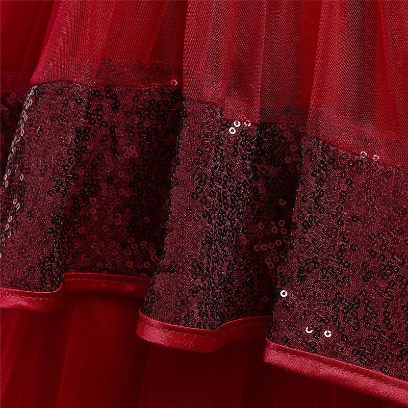 SHINA Girls Fashion Princess Dress Children Splicing of Sequins Sleeveless Wedding Events Clothing