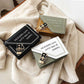 Women PU Box Bag Chain Letters Clutch Purse Shoulder Crossbody Bags Contrasting Color Stitching Design