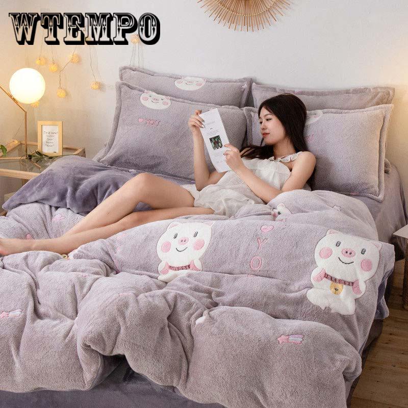Crystal Flannel Bedding Set Winter Warm Fleece Duvet Cover Set Bed Sheet Queen King Size