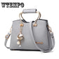 Leather Shoulder Bag Women Crossbody Tote Bag Metal Pendant Hanging Ornament Handbags
