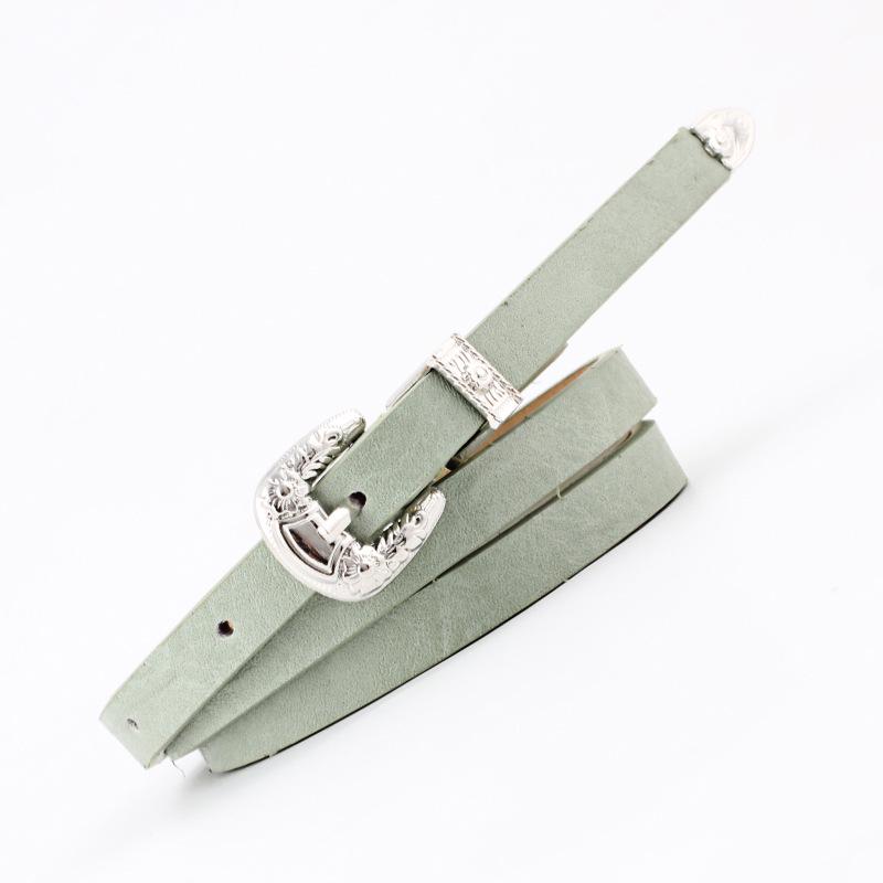 Belts Women Pu Leather Skinny Narrow Thin Buckle Waist Belt Adjustable Waistband Strap