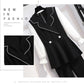 Women's Black-and-white Stitching Color Suit Loose Cover Meat Was Thin Trousers Long Sleeve Two-piece Suit Temperament Lady Style