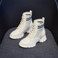 Boots Women Leather Lace-Up Thick Martin Boots Round Toe Shoes Outdoor Leather Winter Female Shoes