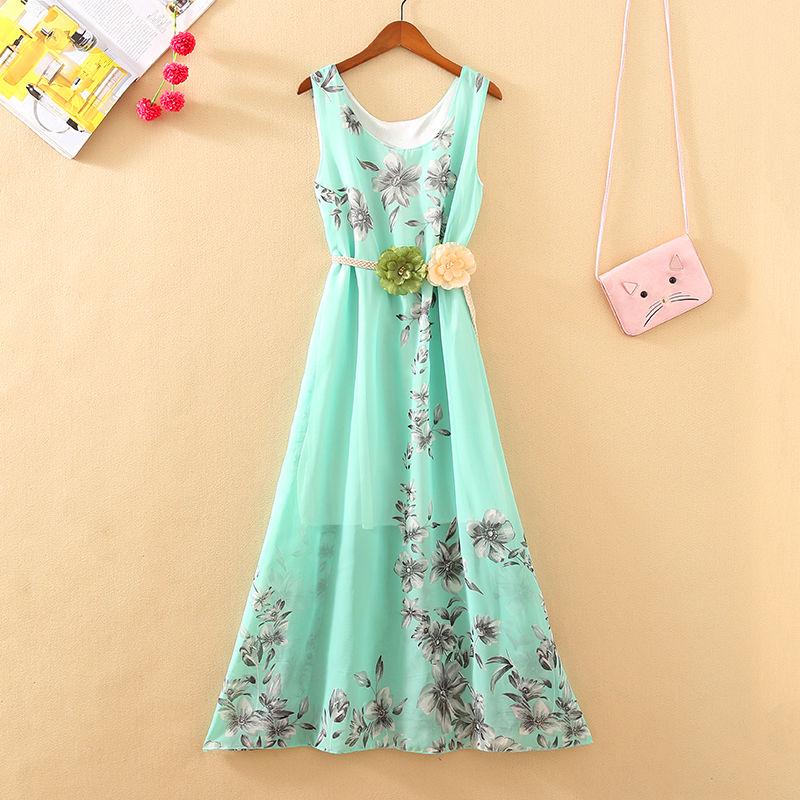 Pofulove Bohemian Maxi Dresses Women Summer Elegant Floral Dress Long Sundress Vacation Beach Dress