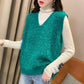 Spring and Autumn Loose Sleeveless Sweater Solid Color Knitted Vest Women's V-neck Bright Silk Fleece Top