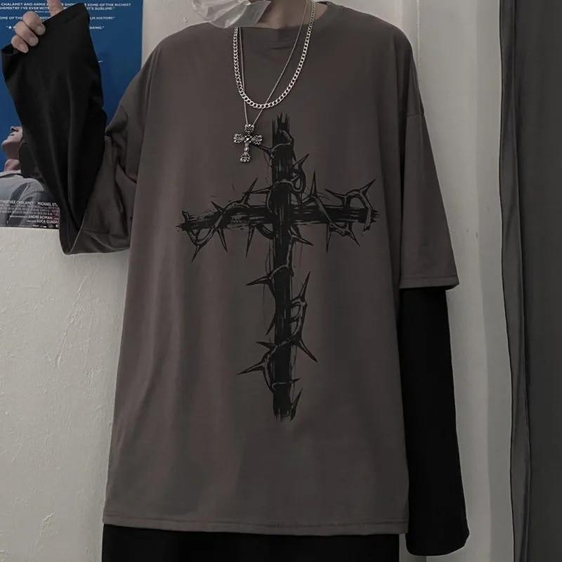 Gothic Goth Style Tshirt 2022 Mall Goth Tops Punk Long Sleeve Oversized T-shirt Japanese Streetwear Fashion Korean Style