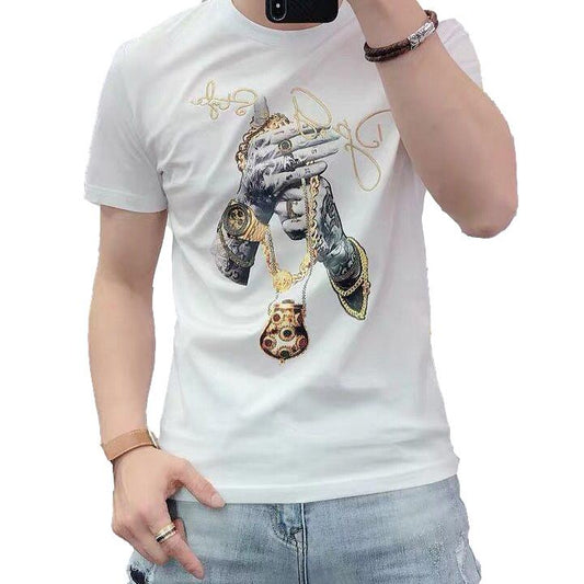 Short-sleeved Men's Summer Trend Men's Plus Size Half-sleeved Compassionate Men's Print Shirt