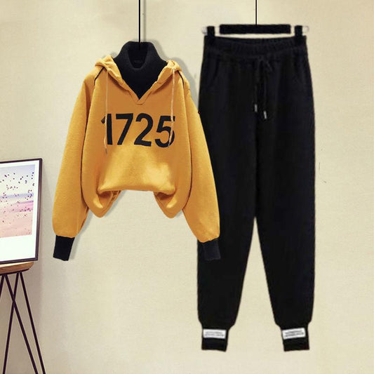 2pcs/set  Autumn Winter Fleece Casual Tracksuit Women Two Piece Set Suit Female Hoodies and Pants Outfits Ladies Sweatshirts Outfits