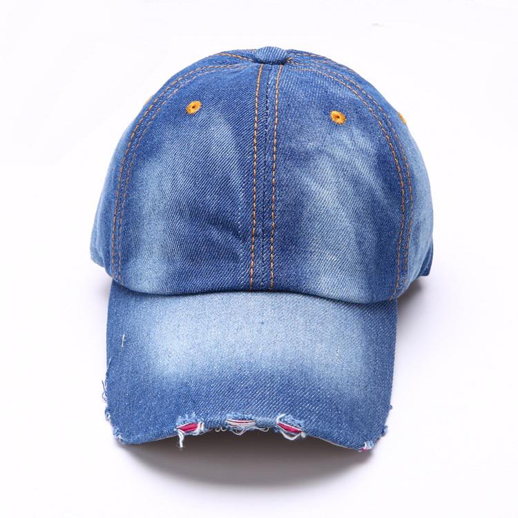 Outdoor Men and Women Blue Denim Fitted Baseball Caps Blank Washed Cotton Casual Snapback