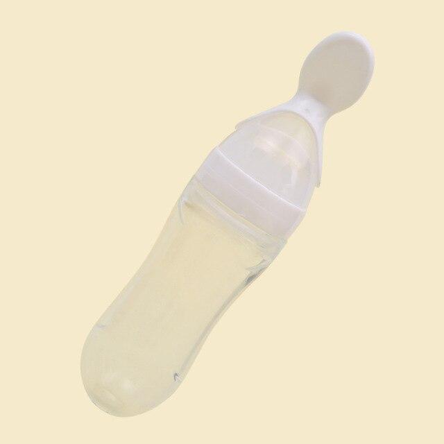Baby Accessories Safety Infant Baby Silicone Feeding with Spoon Feeder Food Rice Cereal Bottle Utensils