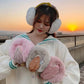 Women's Winter Foldable Earmuffs Pearl Bow Ear Muffs Warm Female Earmuffs Korean Style Two-color Stitching Earwarmers Plush Ear Warmer Pad