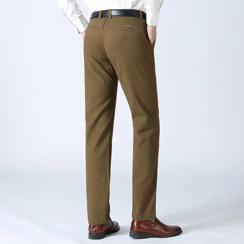Autumn Middle-aged Men's Cotton Casual Pants Men's High Waist Straight Trousers Casual Men's Trousers