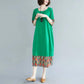 Summer Ethnic Style Print Short-sleeved Dress Large Size Loose Mid-length Dress Women