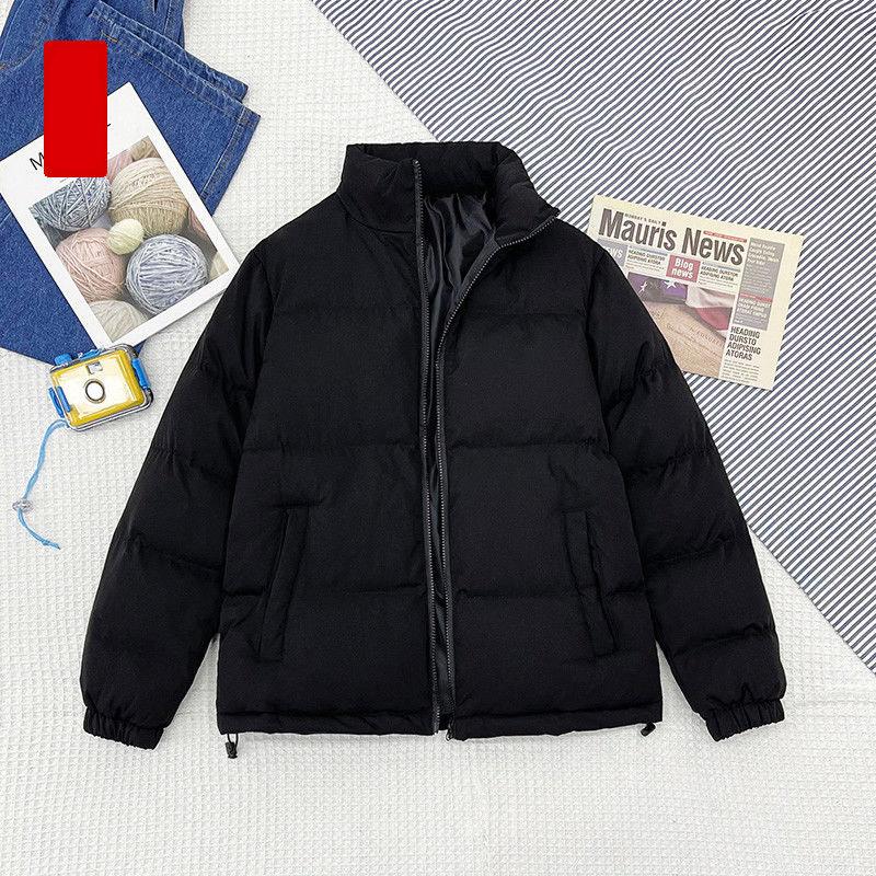 Trendy Men's Cotton-padded Clothes Men's Winter Clothes Thickened Simple Solid Color Padded Jackets Loose Wild Large Size Bread Clothes