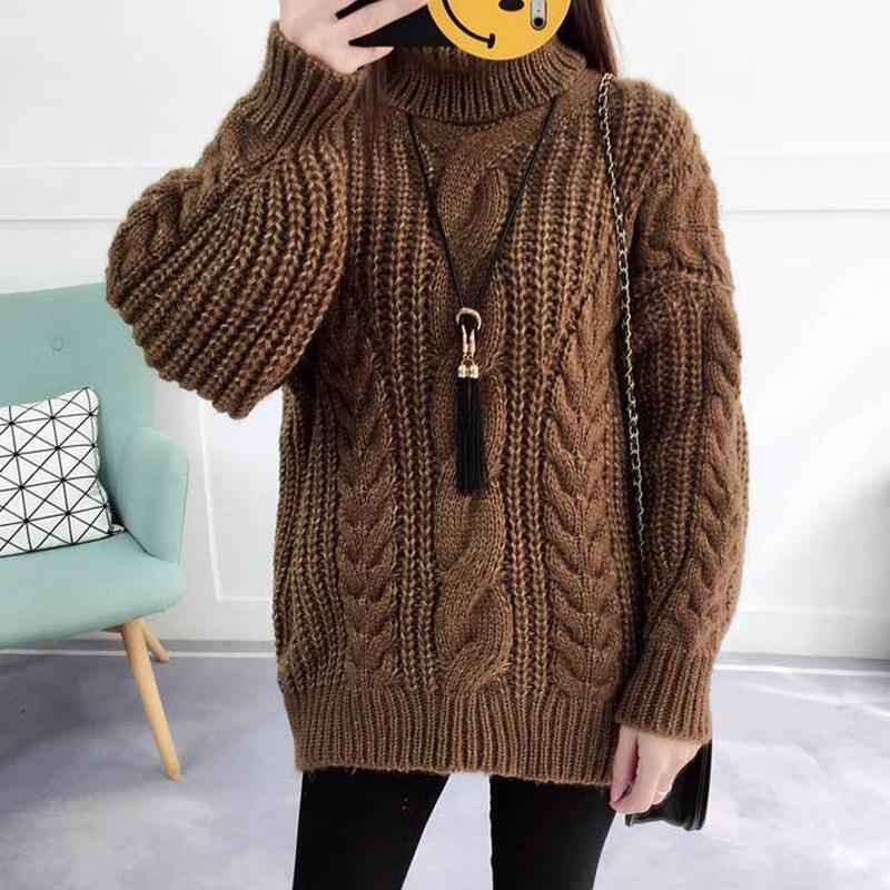 Autumn and Winter Retro Turtleneck Sweater Korean Lantern Sleeve Loose Top Fashion Casual Women Sweater