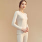 Women Winter Autumn Warm Clothes Thermal Underwear O-neck Tops Pants Female Tight Suit Thicken Windproof Soft Lining Long Sleeve High Elasticity Slim
