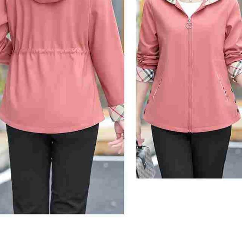 Middle-aged Mother Spring and Autumn Short Coat Jacket Middle-aged and Old Western Style Thin Windbreaker