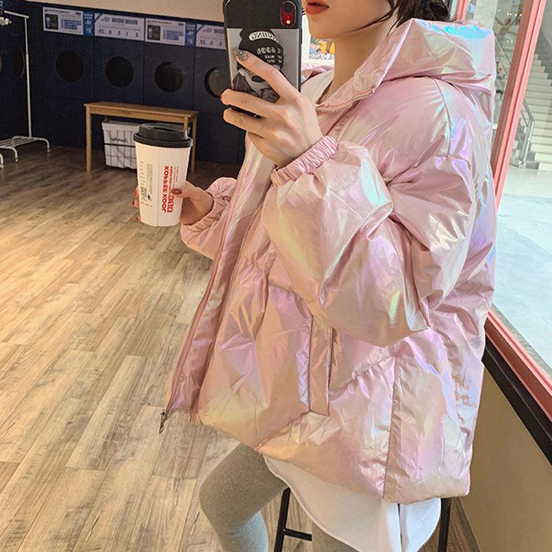 Women's Short Cotton-padded Jacket Shiny Cotton-padded Jacket Student Korean Style Loose Coat Women's Tide Ins Winter Bread Coat