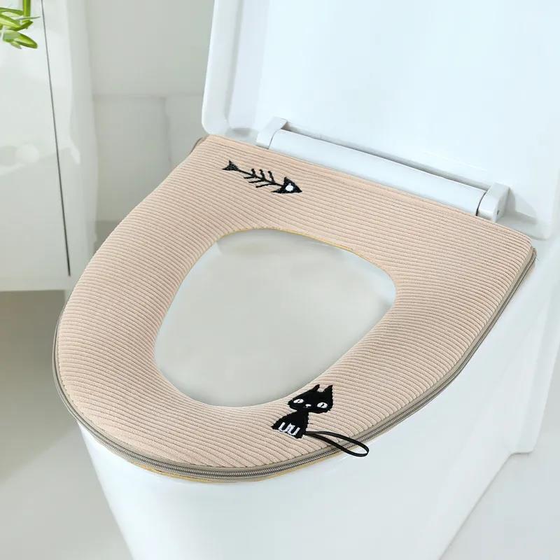 Universal Toilet Seat Cover Winter Warm Soft Toilet Seat Washable Removable Zipper