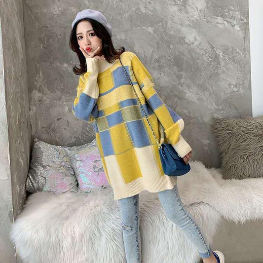 Autumn and Winter Plus Size Sweater Mid-length Loose Knit Bottoming Shirt Fashion Casual Women's Top