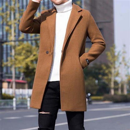 2021 Autumn and Winter Jacket Men's Thick Warm Coat Mid-length Casual Windbreaker
