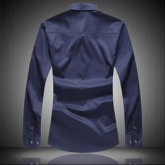 Thin Chinese Style Men's Long-sleeved Embroidered Flower Shirt Plus Fat Plus Size Youth Loose Casual Shirt