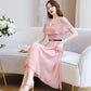 Chiffon Dress Women's Waist Slimming Temperament Strapless Mid-length Skirt A-line Skirt Slimming Chiffon Large Size Dress Mid-length Chiffon Skirt