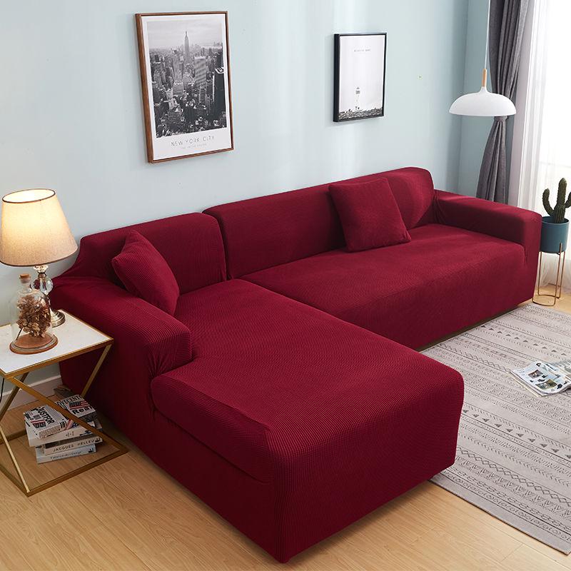 Solid Colors Slipcovers Plush Thicken Sofa Cover 1/2/3/4 Seats L Shape Recliner Protector Cover Set