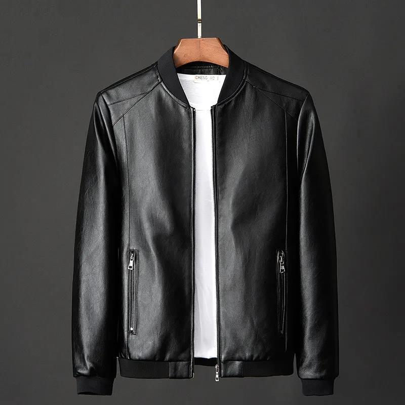 M-8XL Winter and Autumn Men's PU Plus Size Jackets Daily Casual Motorcycle Jackets Men's Solid Color Leather Jackets
