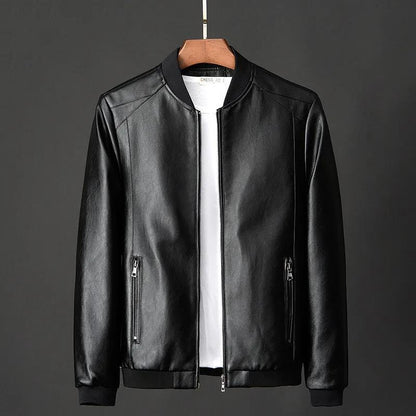 M-8XL Winter and Autumn Men's PU Plus Size Jackets Daily Casual Motorcycle Jackets Men's Solid Color Leather Jackets