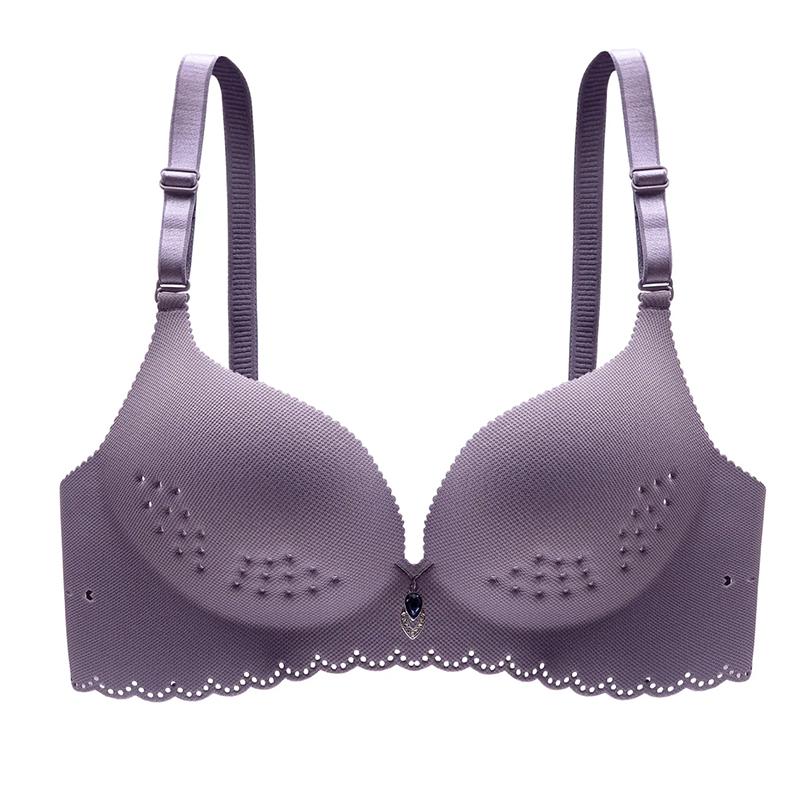Lace-up Bra Summer Thin Section Seamless Breathable Bra Underwear Women's No Steel Ring Adjustable Push-up Bra