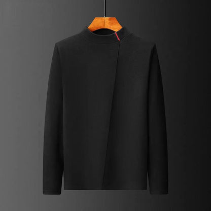 Winter Double-sided Velvet Korean Version of The Trend of Men's Half-high Collar Mid-neck T-shirt Men's Solid Color Warm Bottoming Shirt