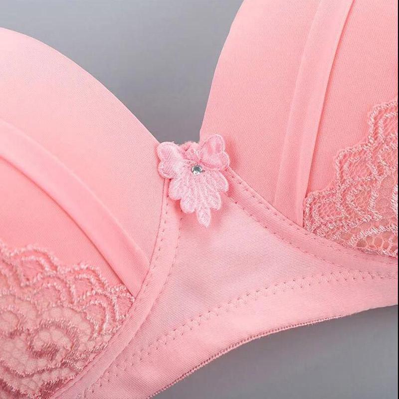 Spring and Summer Thin Breathable Skin-friendly Lace Pattern Without Steel Ring Gather Large Size Women's Underwear Bra