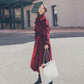 Winter Plus Cotton Thick Warmth Contrast Stitching Woolen Coat Women's Mid-length Thin Loose Over-the-knee Woolen Coat