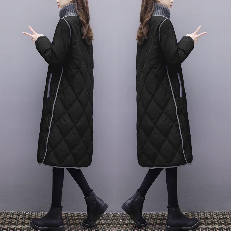 Women's mid-length large size loose thick cotton jacket women's over-knee jacket jacket down jacket