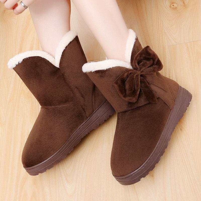 Bowknot Warm Women Flats Snow Boots Autumn Winter Fashion Shoes