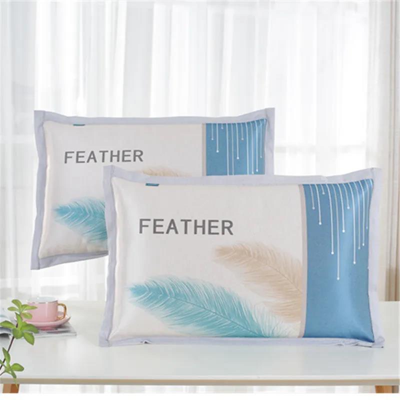 Summer Cool Ice Silk Pillowcase Single Pillowcase Washable Printing Pillow Dust Cover