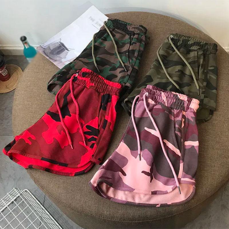 Sports Shorts Women Loose All-match Trend Summer High Waist Wide Leg Camouflage Shorts Sports Casual Beach Pants