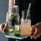 Glass Cup Cold Drink Cup Set Water Cup Water Carafe with Tumber Juice Milk Pot Durable High Borosilicate Glass Drinkware