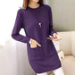Lazy Style Slim-fit Sweater Women Loose Autumn and Winter Mid-length Knitted Bottoming Shirt Solid Color Round Neck Warm Sweater