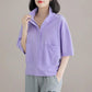 Short-sleeved Sweater Women's Summer Cotton T-shirt Loose and Thin All-match Casual Collar Top