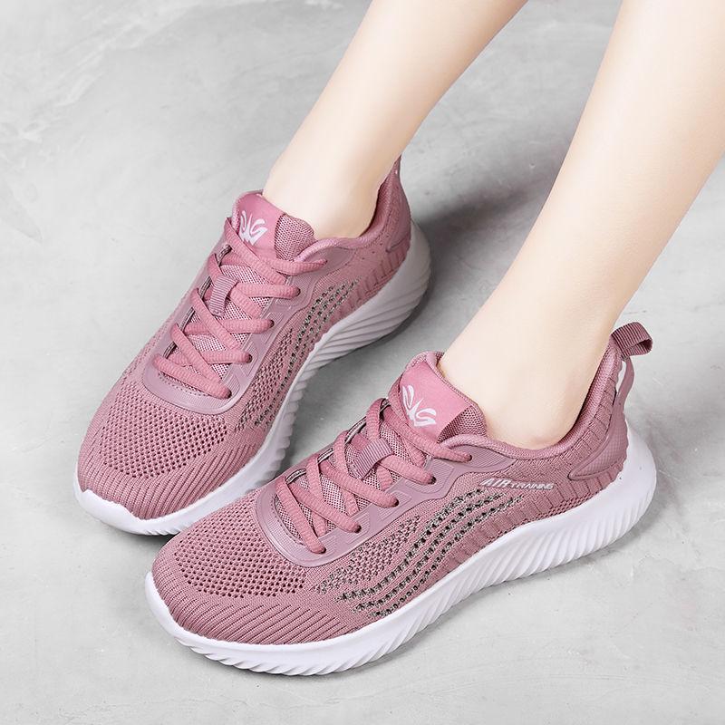 Women Running Shoes Breathable Mesh Lace Up Flat Sneakers Black Sport Woman Designer Shoes for Girls