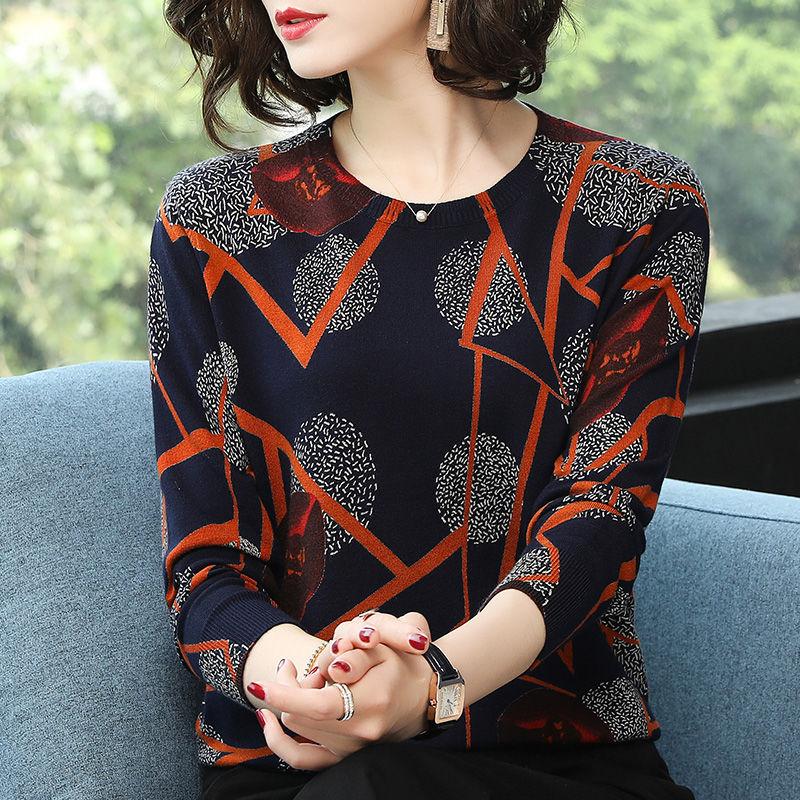 Spring  Autumn Women Short Polka Dot Printed Sweater OL Style Wool Sweater Warm Jumper Top Plus Size Pullover Sweater Outwear