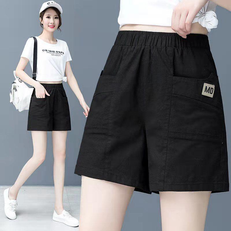 Summer Thin Elastic Waist Shorts Women Loose and Thin Straight Casual A-line Wide-leg Five-point Pants Women's Pants