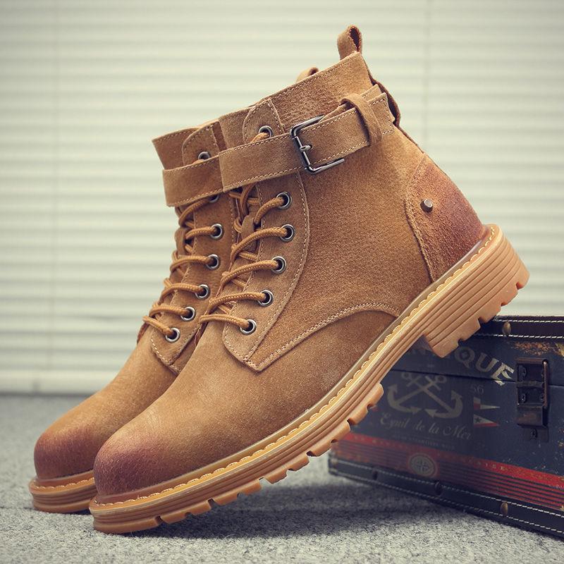Men's Martin Boots Casual Shoes Men's Retro Leather Shoes Men Ankle Boots British Style Boots