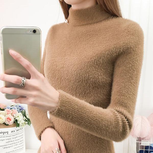 Thickening Non-shedding Autumn and Winter Bottoming Shirt Half High Neck Long-sleeved Knit Sweater Slim Pullover