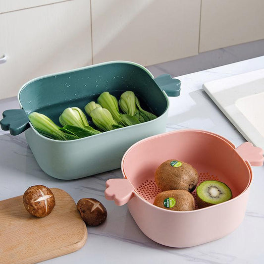 Drain Basket Plastic Kitchenware Daquan Multifunctional Fruit and Vegetable Washing Basket Two-piece Set