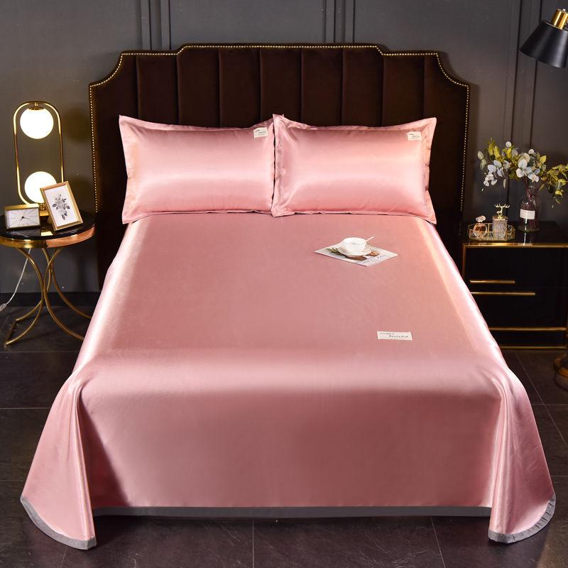 1.5m/1.8m/2m Light Luxury Ice Silk Mat Three-piece Soft Machine Washable Ice Silk Mattress Pillowcase Three-piece Set
