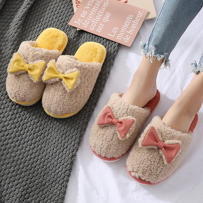 Autumn and Winter Pure Cotton Slippers Indoor Non-slip Soft-soled Shoes Warm Simple Plush Cotton Shoes