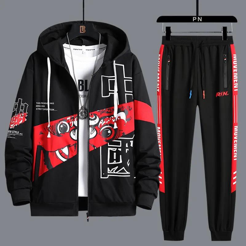 Spring Men Sweater Suit Sports Suit Hooded Pullover Campus Student Sportswear Casual Loose Clothing for Youth